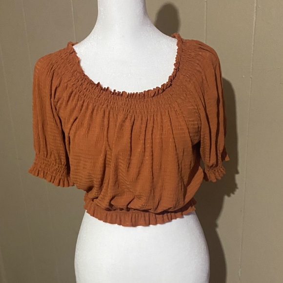 Zara Rust Smocked Top - Picture 1 of 1